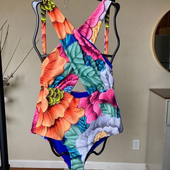 Mara Hoffman floral one piece bathing suit "Flora" Halter size S‎ - Picture 6 of 16